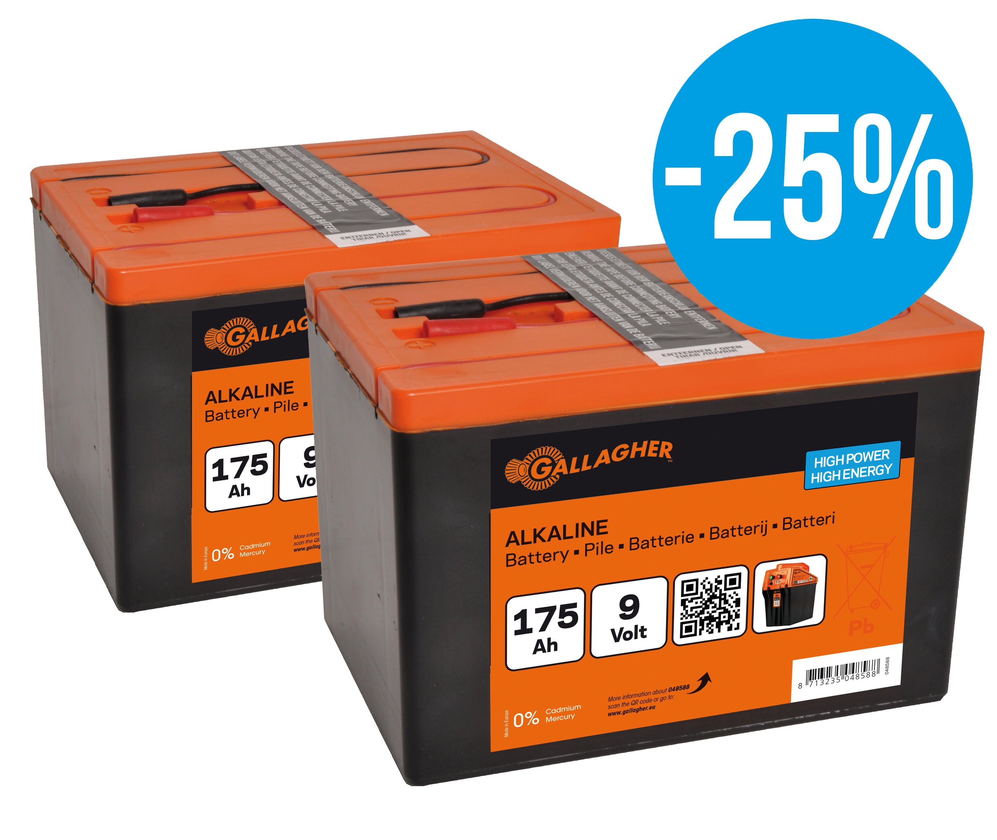 Duopack Alkaline battery 2x 9V/175Ah - 190x125x160mm