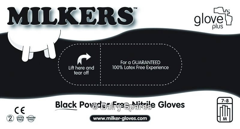 Milkers™ Nitrile Milking Glove Black Powder Free (3 X 90 Packs)